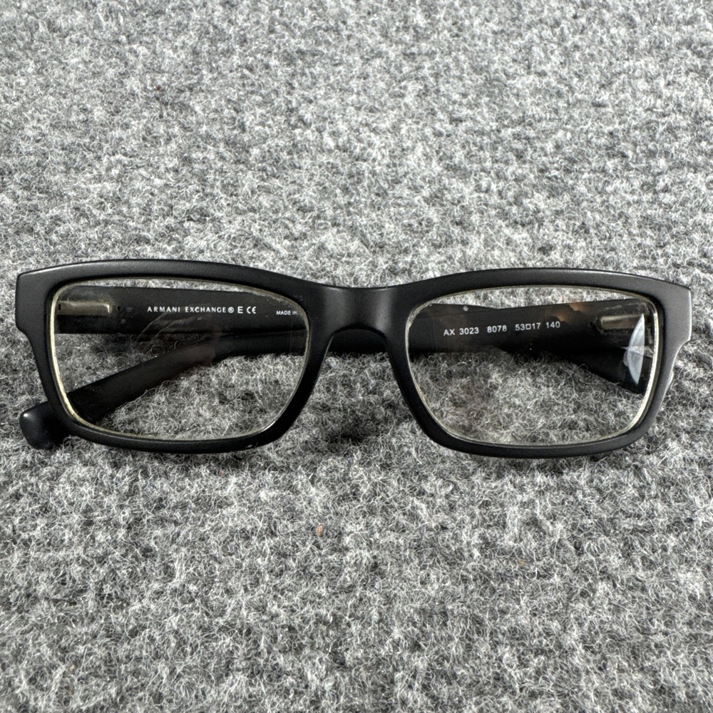 Armani Exchange AX3023 8078 Mens Black Rectangle Eyeglasses Frames 53/17~140 Box